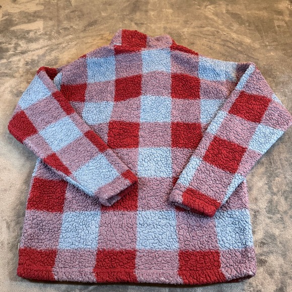 Eddie Bauer Plaid Sherpa Fleece Pullover 1/4 Zip Sweatshirt Cozy Womens Small - Picture 4 of 11